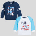 Mars Infiniti Full Sleeves Roundneck Winter Sweatshirt, Pack of 2, DeepBlue and White