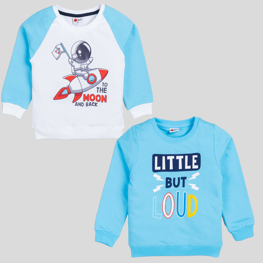 Mars Infiniti Full Sleeves Roundneck Winter Sweatshirt, Pack of 2, White, Sky Blue