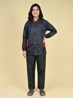 Mars Infiniti Solid Polyester Women Water Resistant Suit and Pant Set (Black)