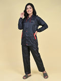 Mars Infiniti Solid Polyester Women Water Resistant Suit and Pant Set (Black)