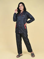Mars Infiniti Solid Polyester Women Water Resistant Suit and Pant Set (Black)