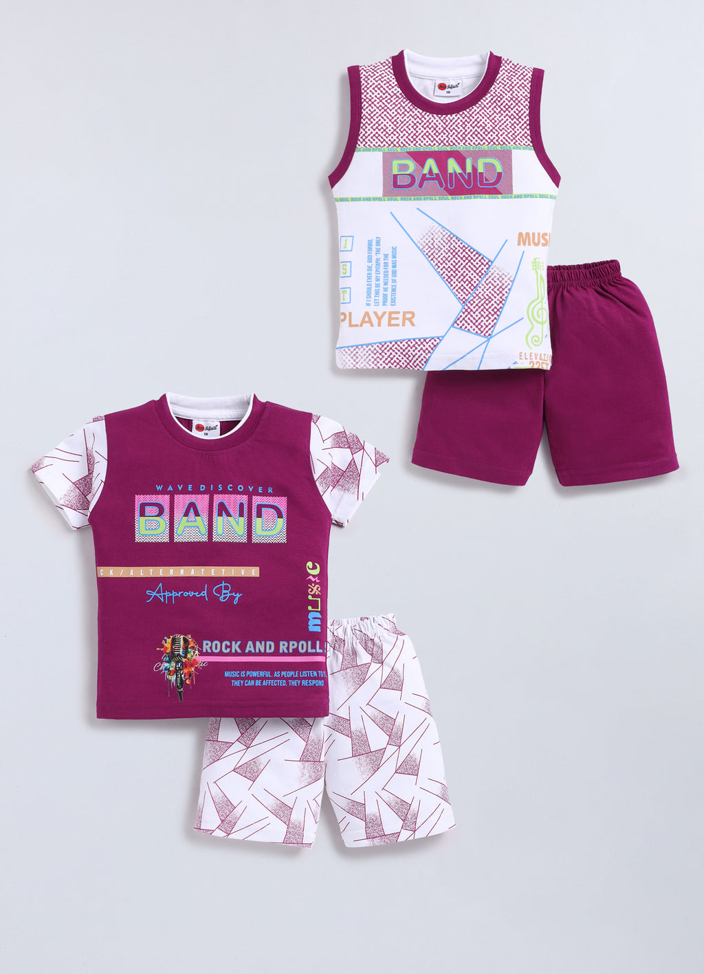 Mars Infiniti Baby Boys & Baby Girls Casual T-shirt Shorts (Burgundy, White)
