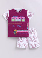 Mars Infiniti Baby Boys & Baby Girls Casual T-shirt Shorts (Burgundy, White)