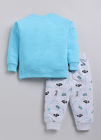 Mars Infiniti Full Sleeve Roundneck Sweatshirt and Track Pant Set for Boys and Girls (Rust, Sky Blue), Pack of 2