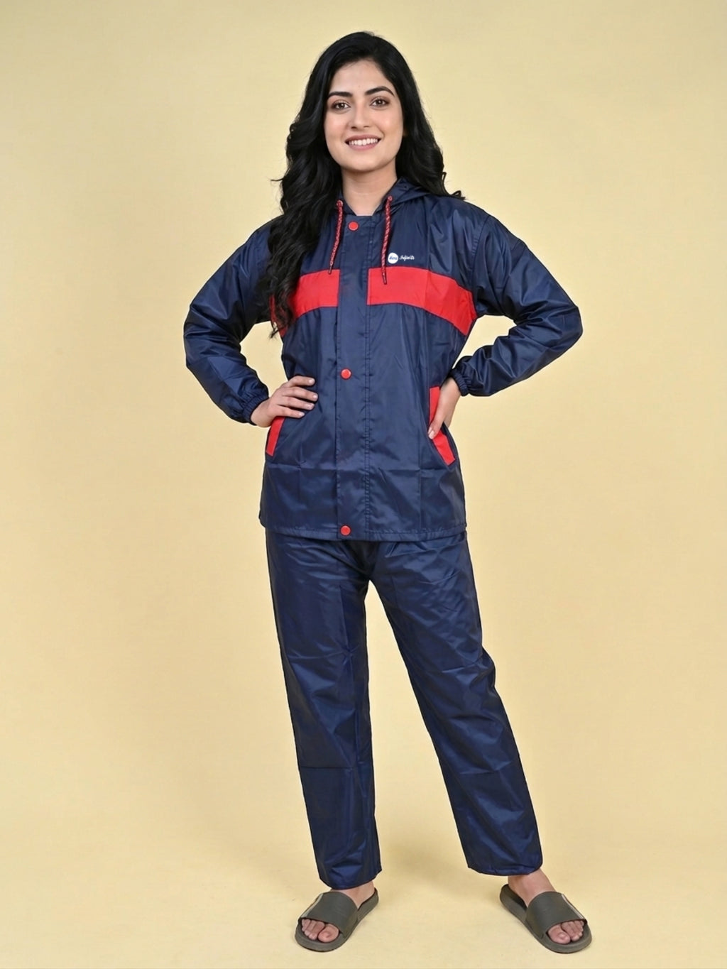 Mars Infiniti Polyester Solid Women Rain Suit (Blue)
