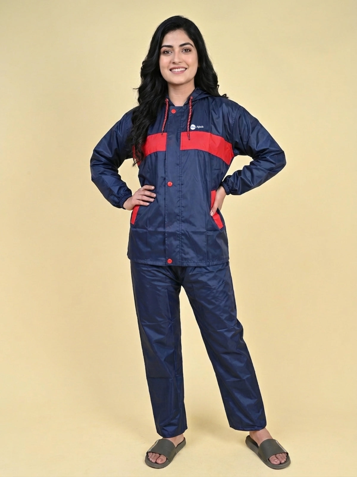 Mars Infiniti Polyester Solid Women Rain Suit (Blue)