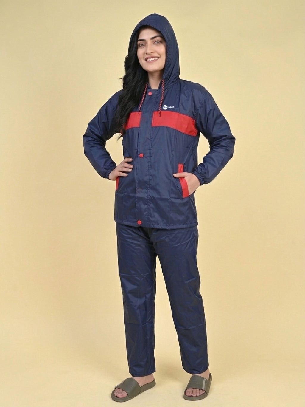 Mars Infiniti Polyester Solid Women Rain Suit (Blue)