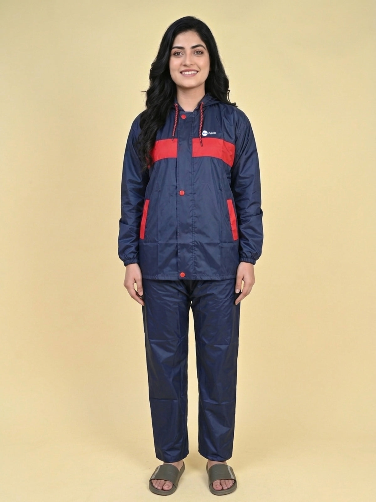 Mars Infiniti Polyester Solid Women Rain Suit (Blue)