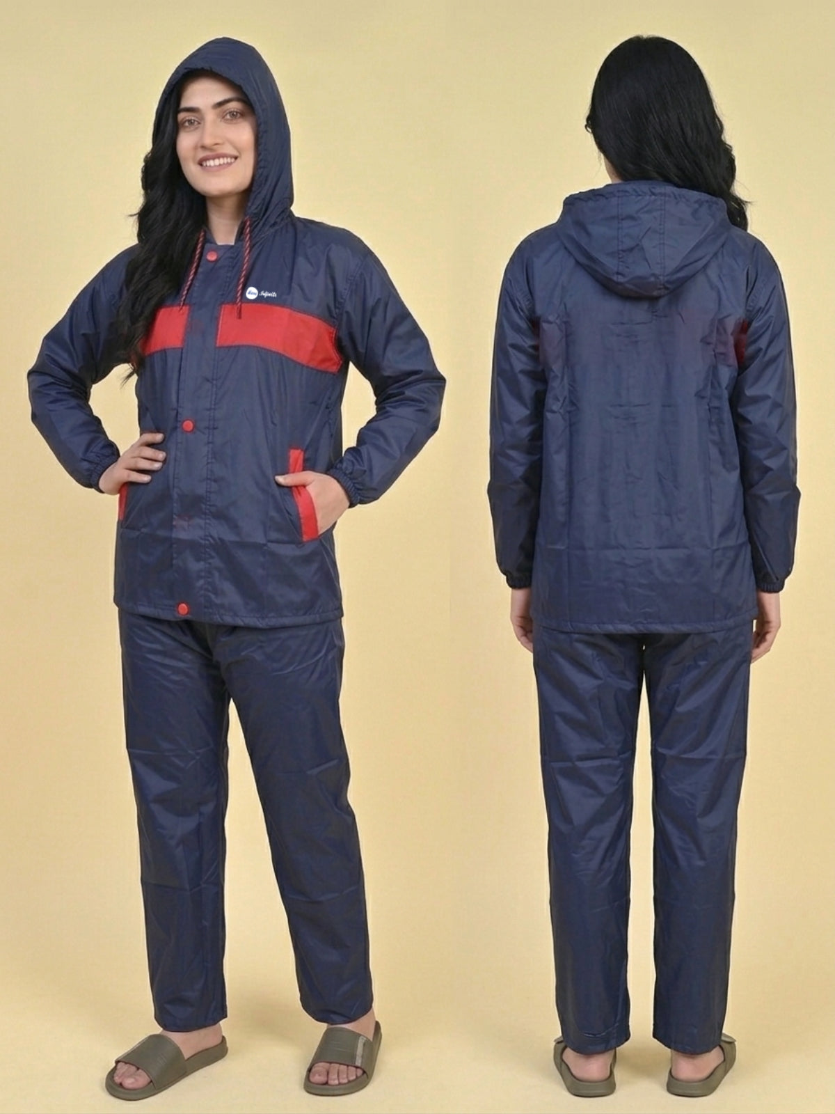 Mars Infiniti Polyester Solid Women Rain Suit (Blue)
