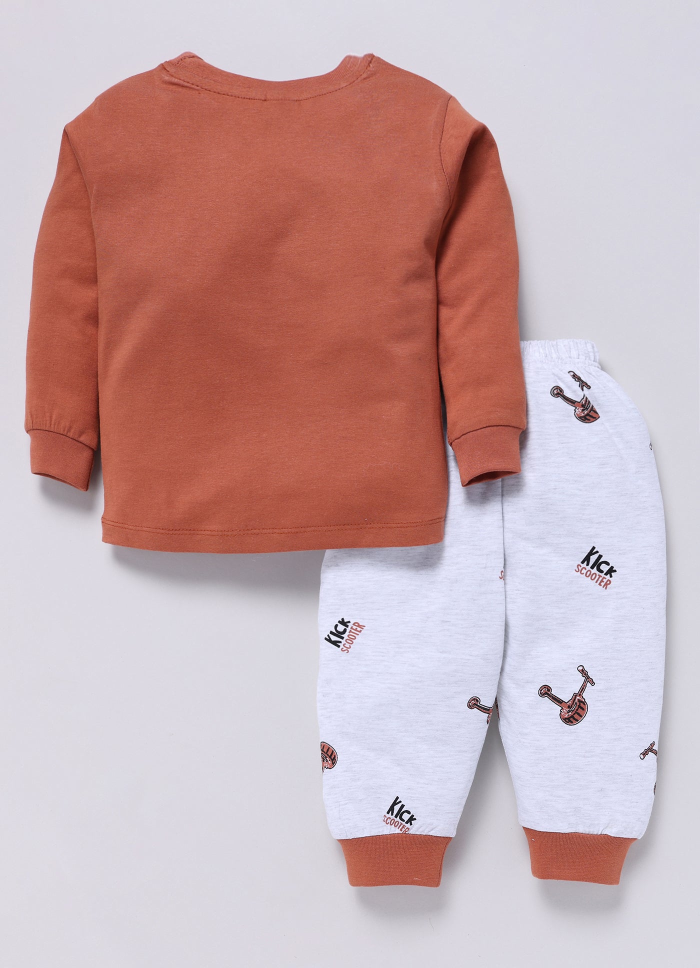 Mars Infiniti Boys Casual T-shirt Track Pants (Brown, Grey Melange)