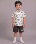 Mars Infiniti Boys All Over Printed Half Sleeves Shirt and Half Pant Set(Brown, White)