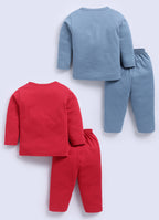 Mars Infiniti Pure Cotton Full Sleeves Front Open Tshirt and Full Pant for Infants (pack of 4)