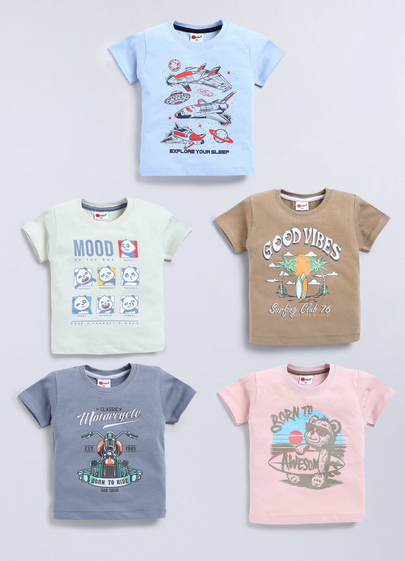 Mars Infiniti Boys Graphic Print Pure Cotton Regular T Shirt - Pack of 5