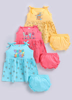 Mars Infiniti Pure Cotton Frock and Panty Set | Girls Cotton Frock Dress Shoulder Strap| Top and Bottom Set for Girl Kids | Coordinated Outfit | Lightweight and Breathable | Girls Dress Set