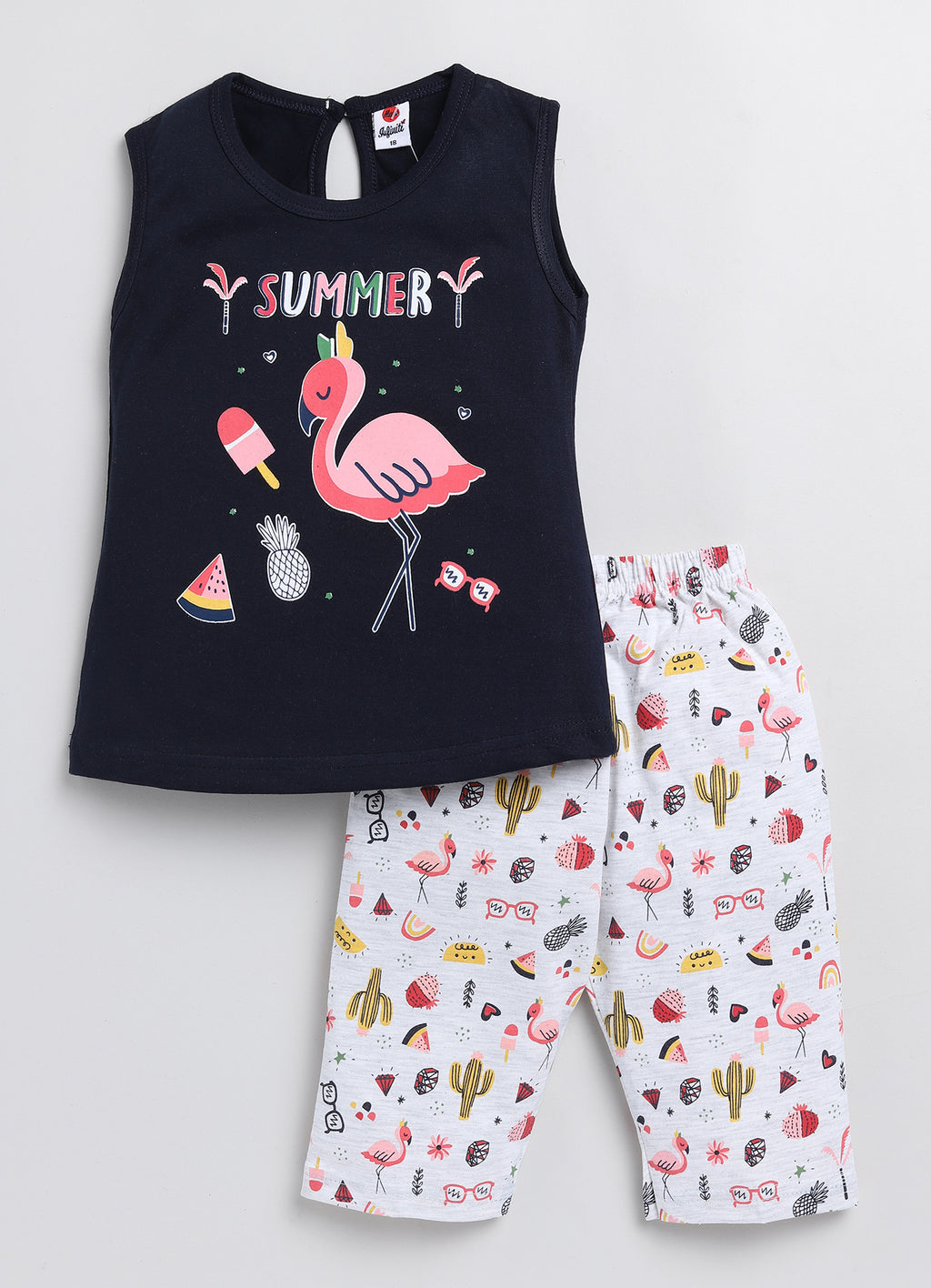 Mars Infiniti Baby Girls Casual Top Capri (Pink, Mustard, Navy)