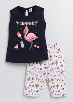 Mars Infiniti Baby Girls Casual Top Capri (Pink, Mustard, Navy)