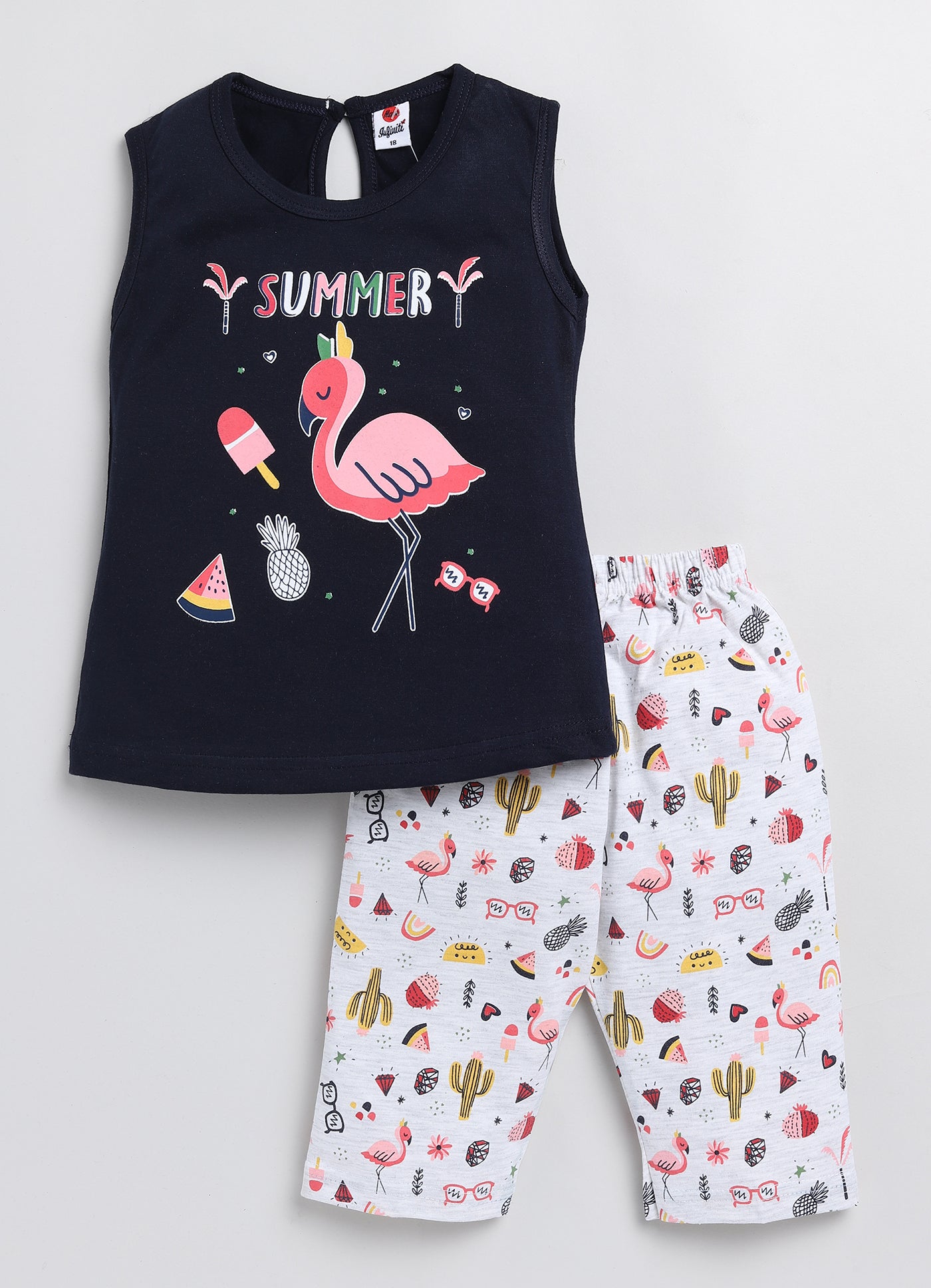 Mars Infiniti Baby Girls Casual Top Capri (Pink, Mustard, Navy)