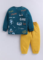 Mars Infiniti Boys Casual T-shirt Track Pants (Deep Green, Mustard)