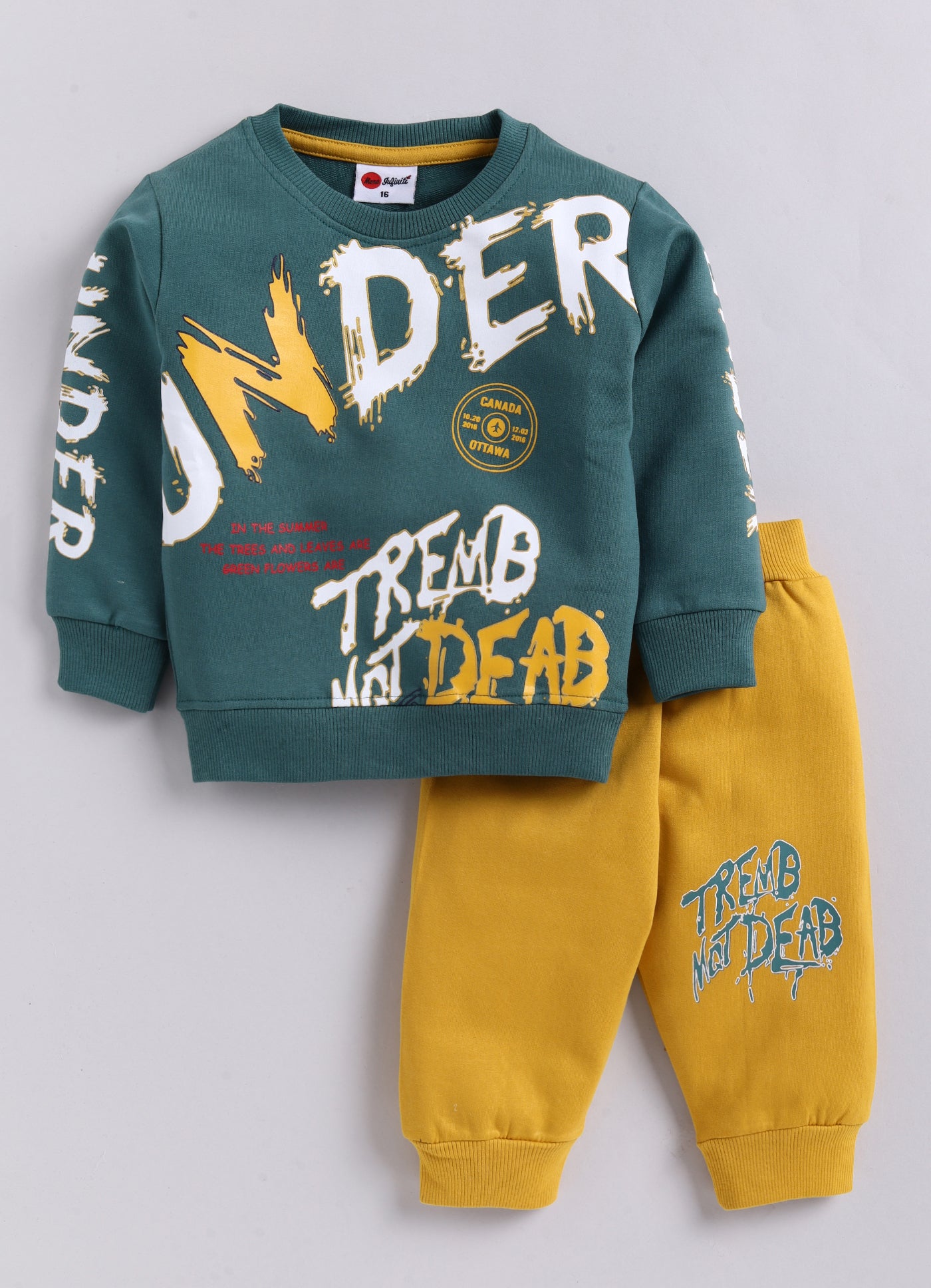 Mars Infiniti Boys & Girls Casual Sweatshirt Track Pants (Emerald & Mustard)