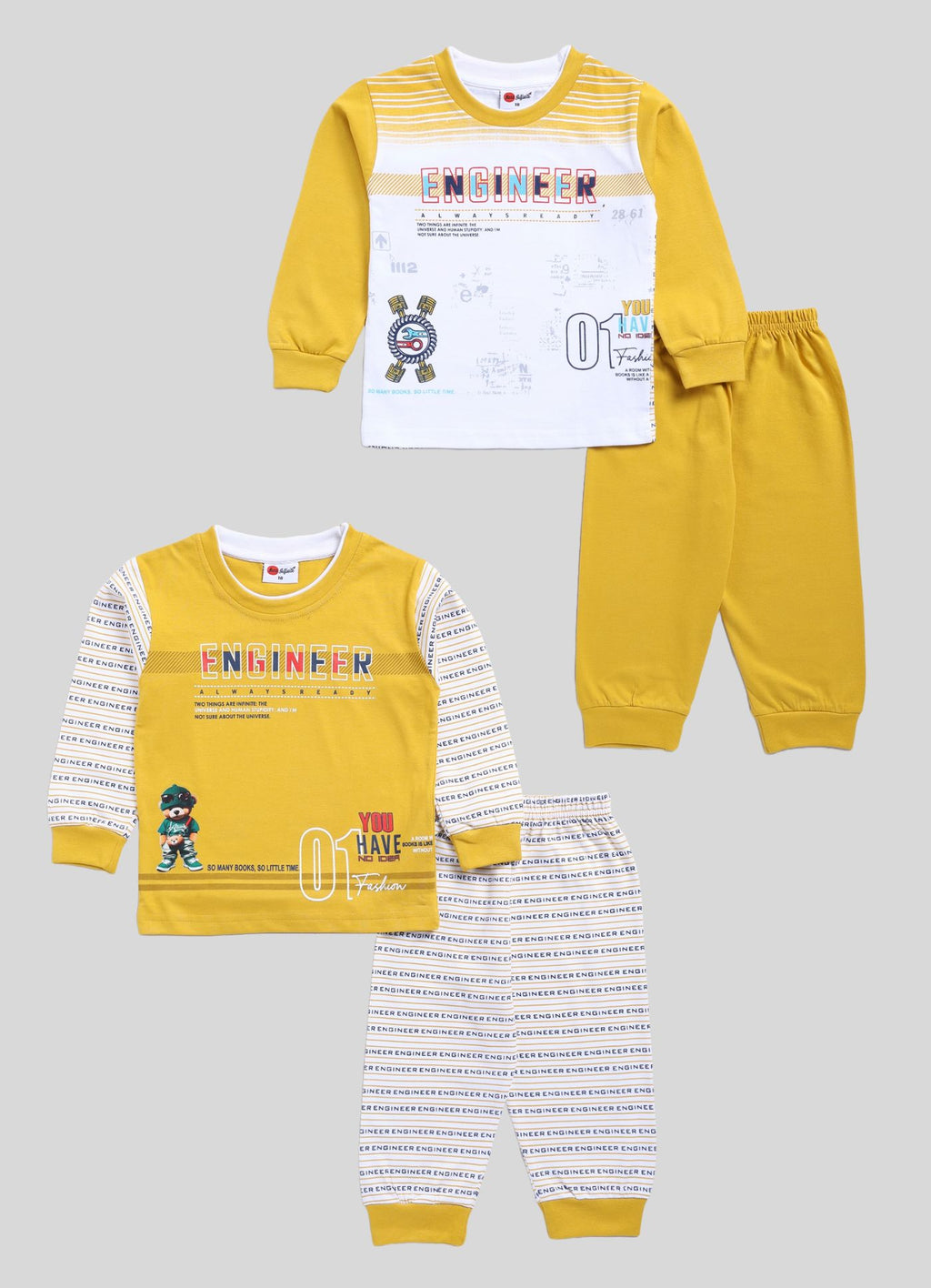 Mars Infiniti Boys & Girls Casual T-shirt Pant (Mustard, White)