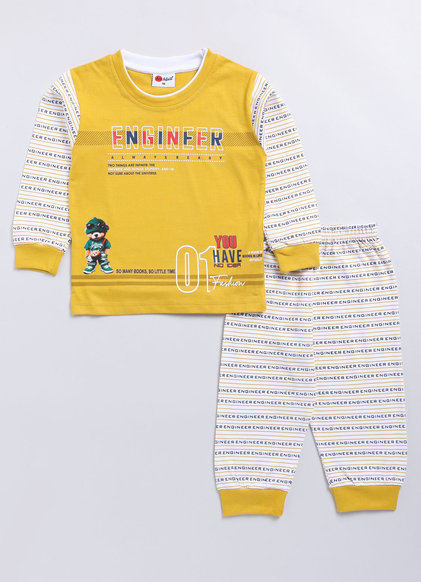 Mars Infiniti Boys & Girls Casual T-shirt Pant (Mustard, White)