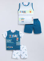 Mars Infiniti Baby Boys & Baby Girls Casual T-shirt Shorts (Teal Blue, White)