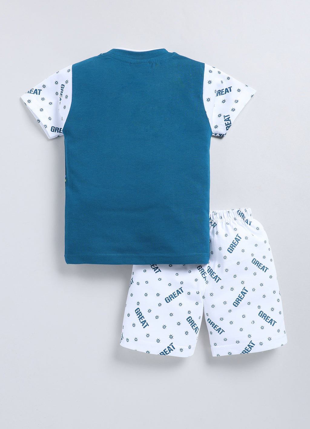Mars Infiniti Baby Boys & Baby Girls Casual T-shirt Shorts (Teal Blue, White)