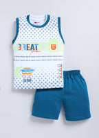Mars Infiniti Baby Boys & Baby Girls Casual T-shirt Shorts (Teal Blue, White)