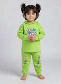 Mars Infiniti Girls Casual Hoodie and Track Pants for Winter (Neon Green)