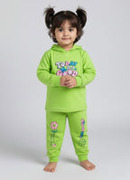 Mars Infiniti Girls Casual Hoodie and Track Pants for Winter (Neon Green)