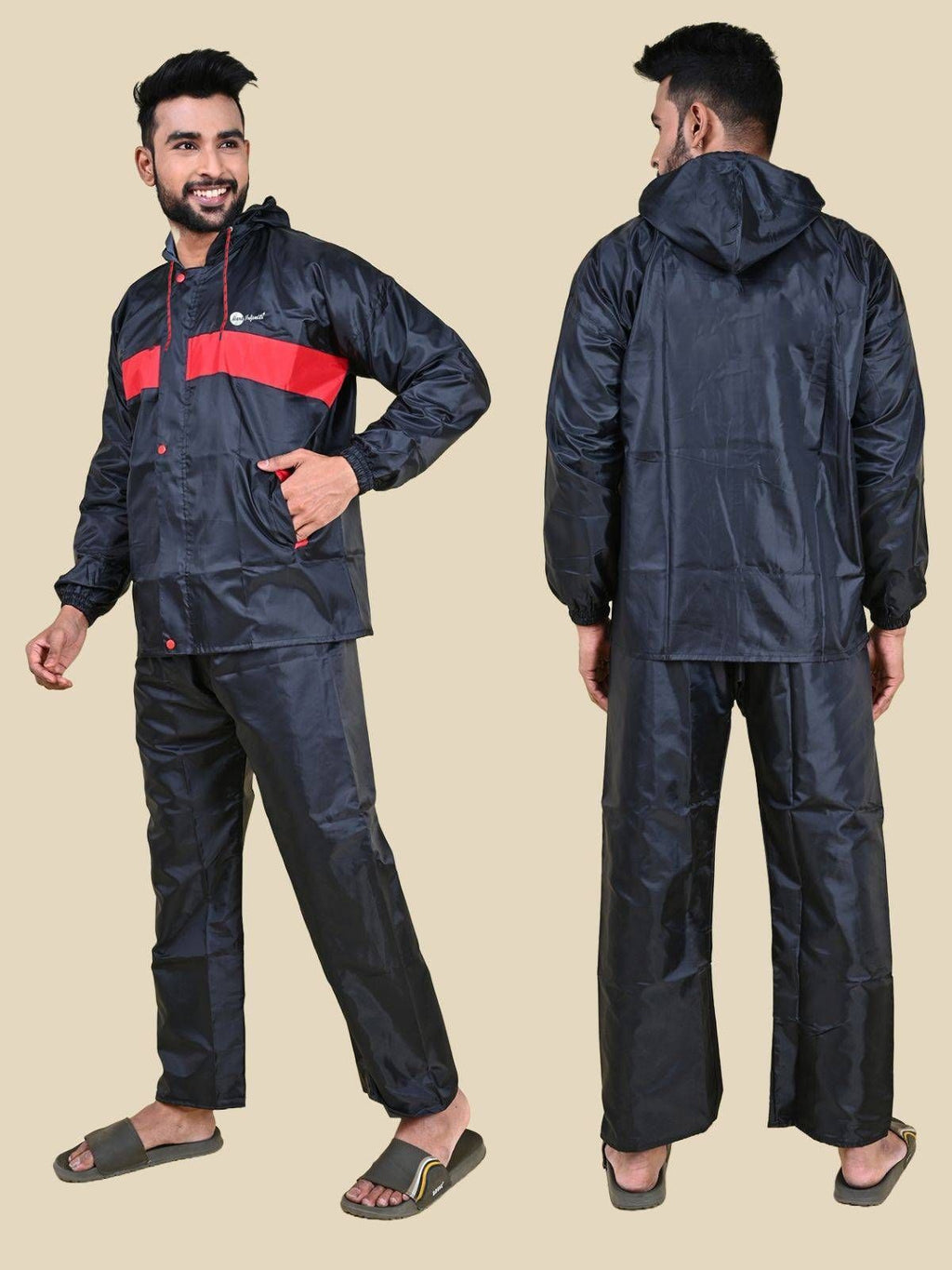Mars Infiniti Solid Men and Women Rain Suit and Elastic Pant Set, Black, Pack of 1, Polyester Raincoat