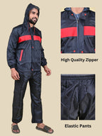 Mars Infiniti Solid Men and Women Rain Suit and Elastic Pant Set, Black, Pack of 1, Polyester Raincoat