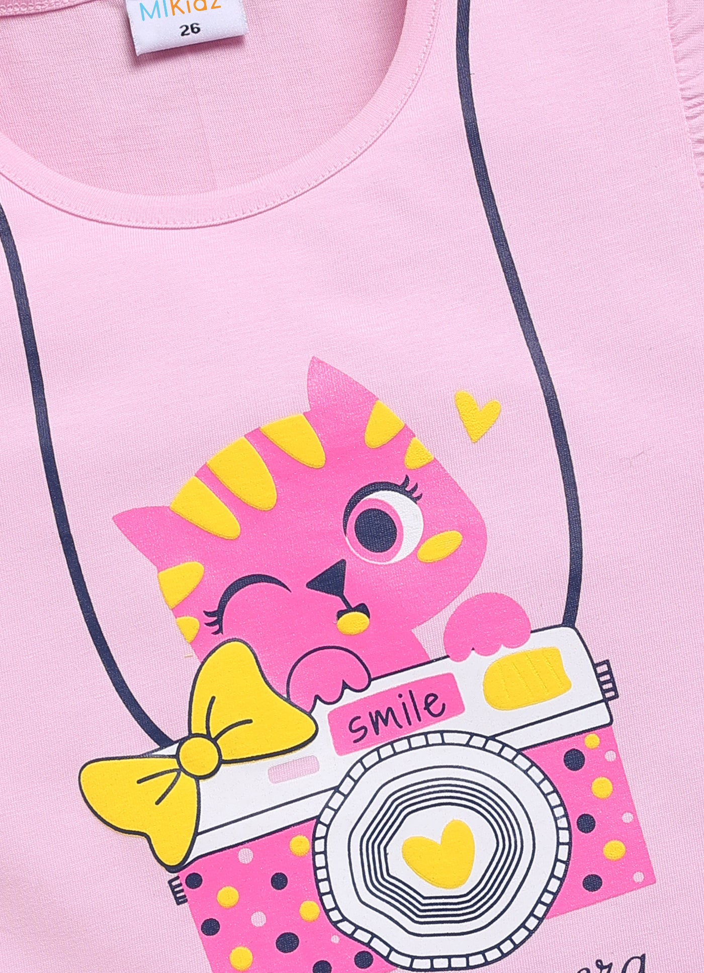 Mars Infiniti Girls Graphic Print Pure Cotton Regular T Shirt (Pink, Pack of 1)