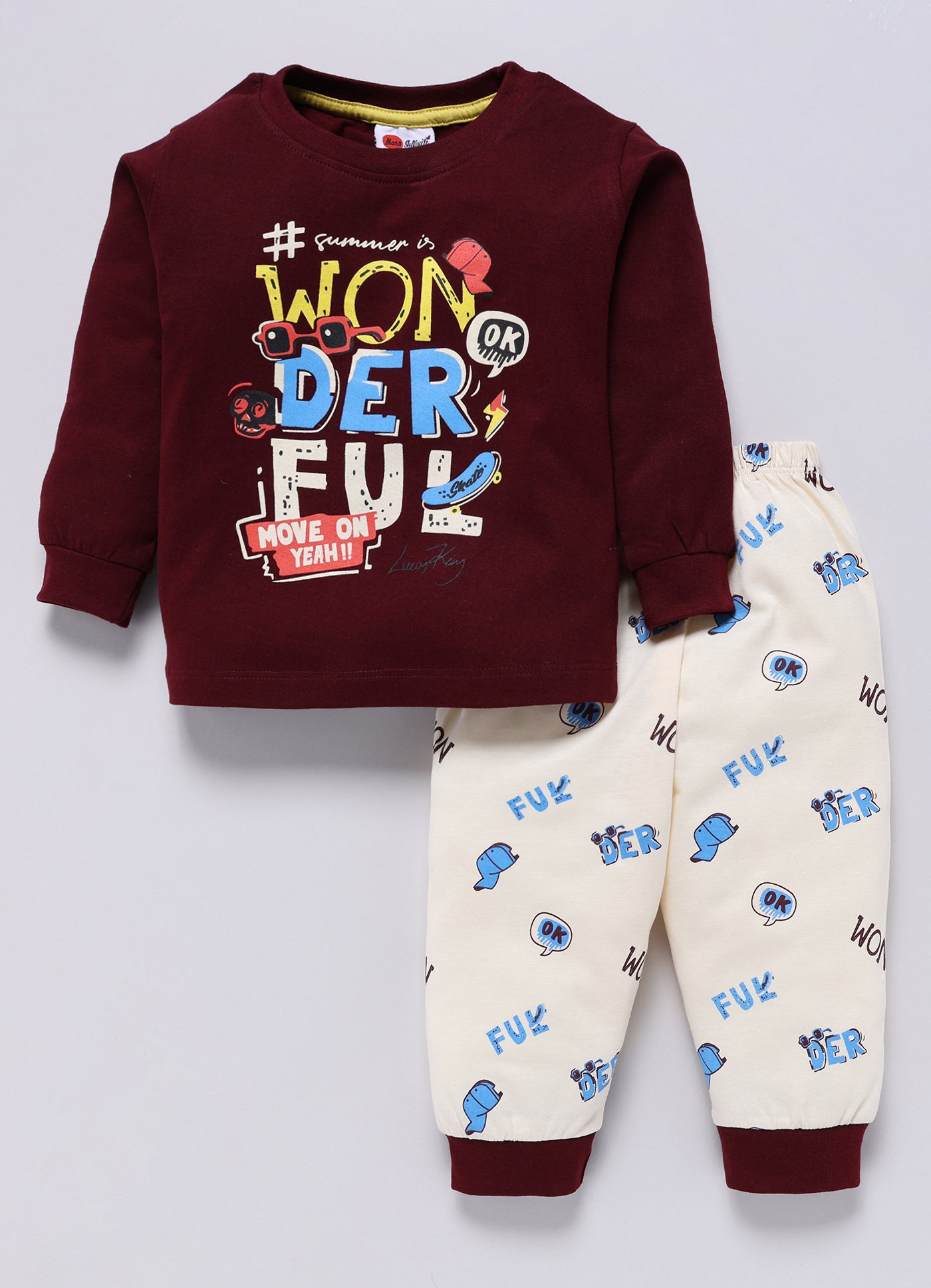 Mars Infiniti Boys Casual T-shirt Track Pants (Maroon)