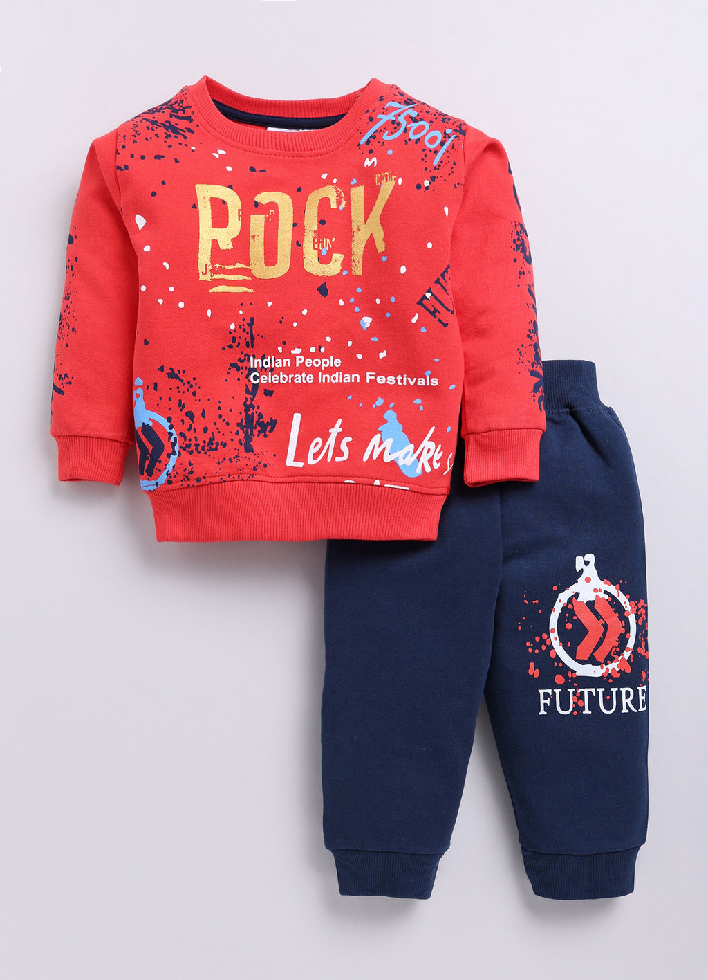 Mars Infiniti Boys & Girls Casual Sweatshirt Track Pants (Rust, Blue)