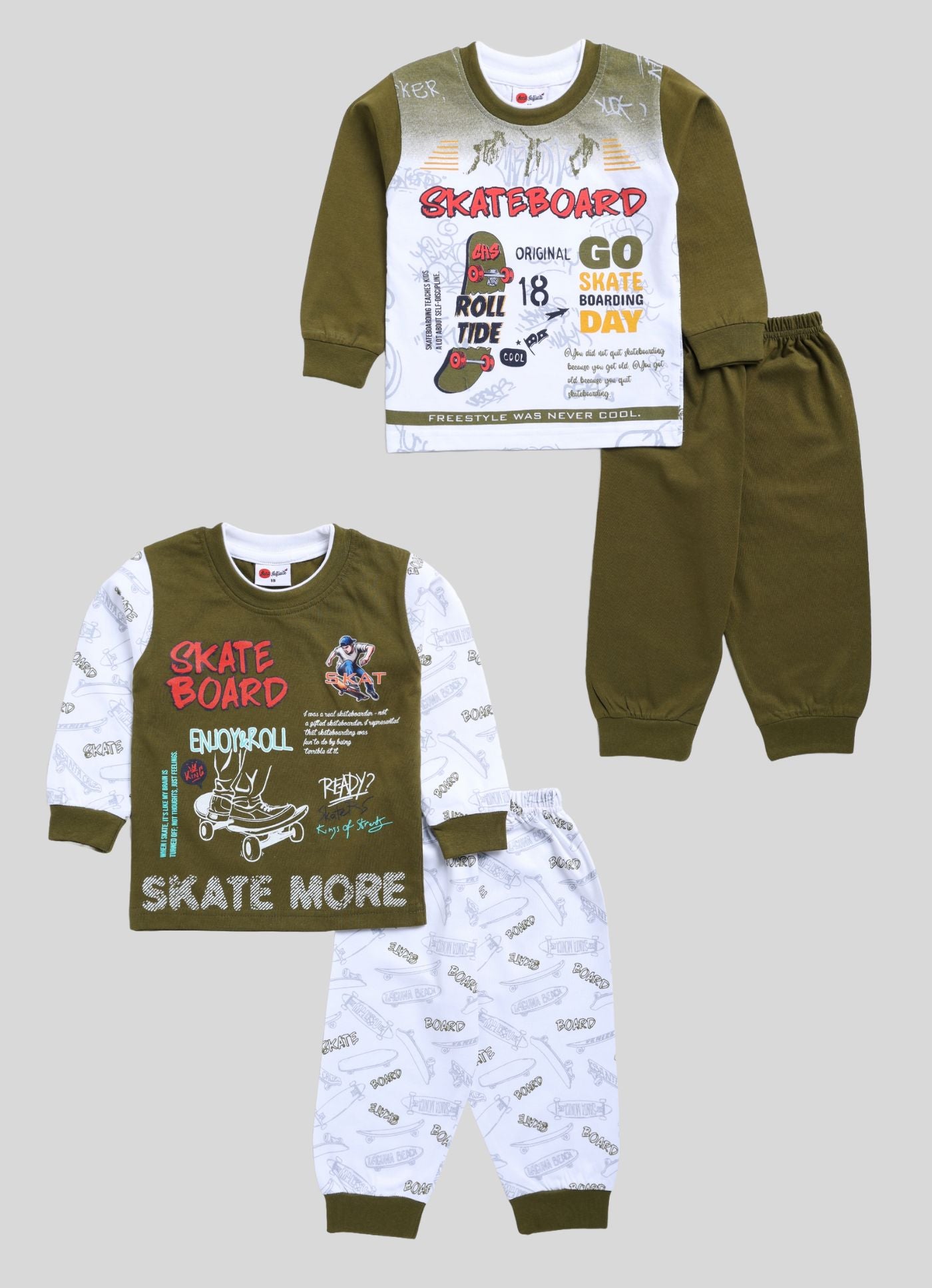 Mars Infiniti Boys & Girls Casual T-shirt Pant (Dark Green, White)
