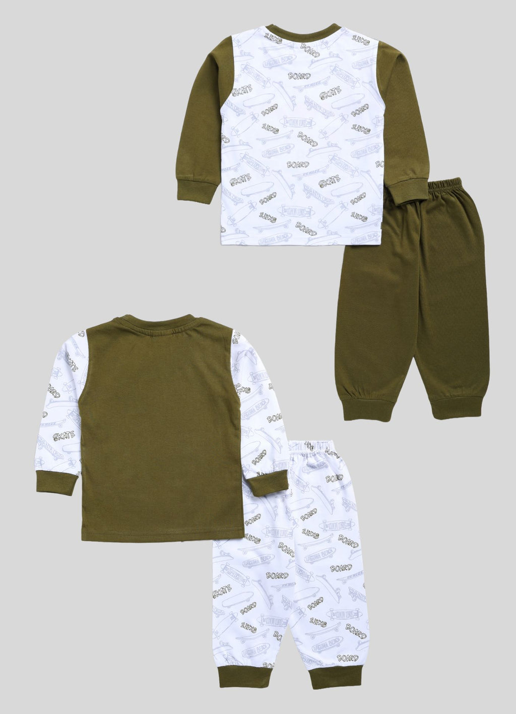 Mars Infiniti Boys & Girls Casual T-shirt Pant (Dark Green, White)