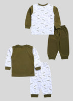 Mars Infiniti Boys & Girls Casual T-shirt Pant (Dark Green, White)
