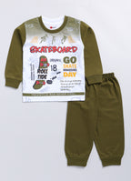 Mars Infiniti Boys & Girls Casual T-shirt Pant (Dark Green, White)