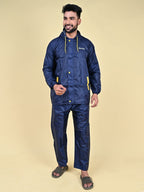 Mars Infiniti Solid Men Water Resistant Suit and Pant Set, Navy Blue, Pack of 1, Polyester Raincoat