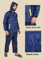 Mars Infiniti Solid Men Water Resistant Suit and Pant Set, Navy Blue, Pack of 1, Polyester Raincoat