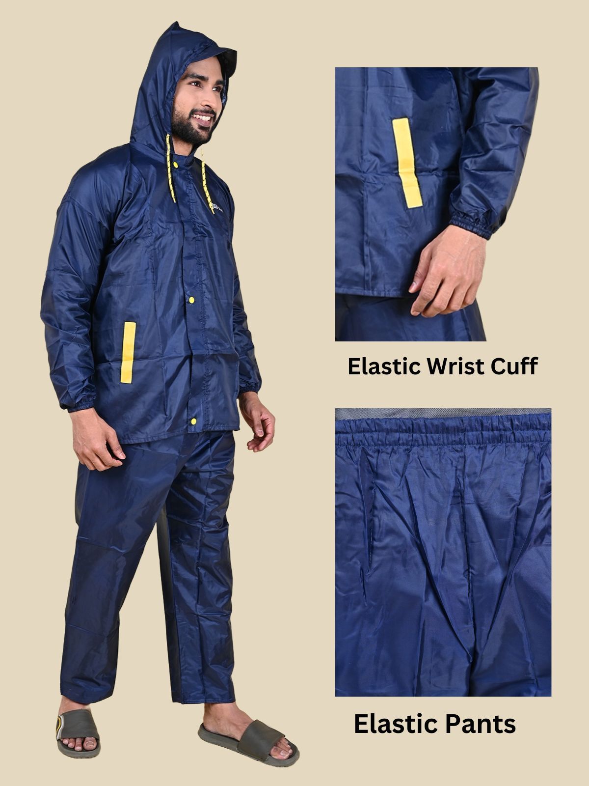 Mars Infiniti Solid Men Water Resistant Suit and Pant Set, Navy Blue, Pack of 1, Polyester Raincoat