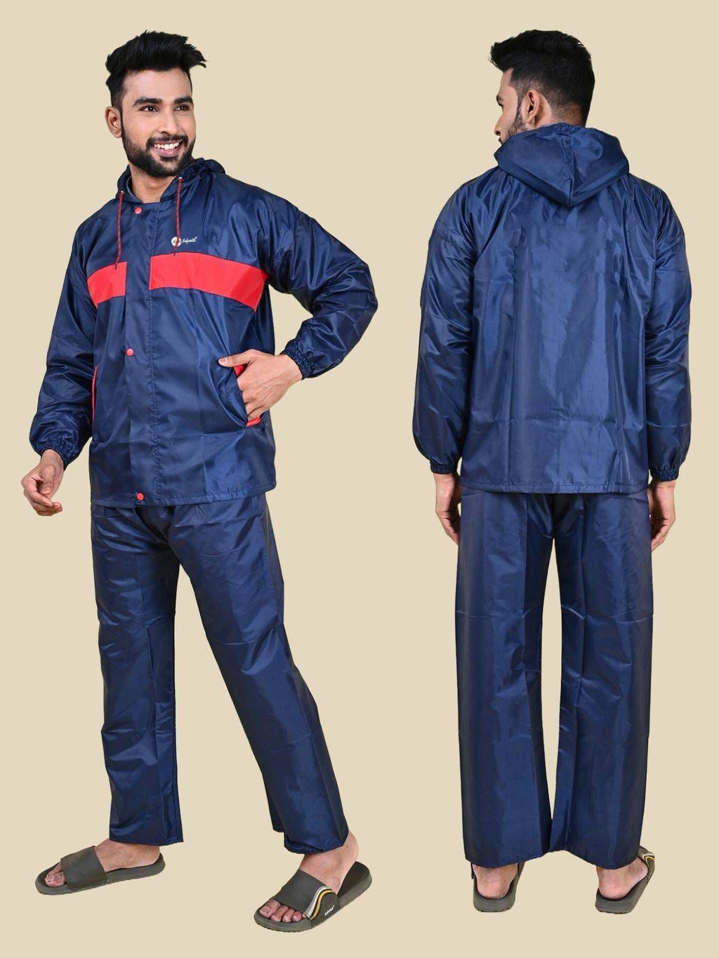 Mars Infiniti Solid Men and Women Rain Suit and Elastic Pant Set, Navy Blue, Pack of 1, Polyester Raincoat