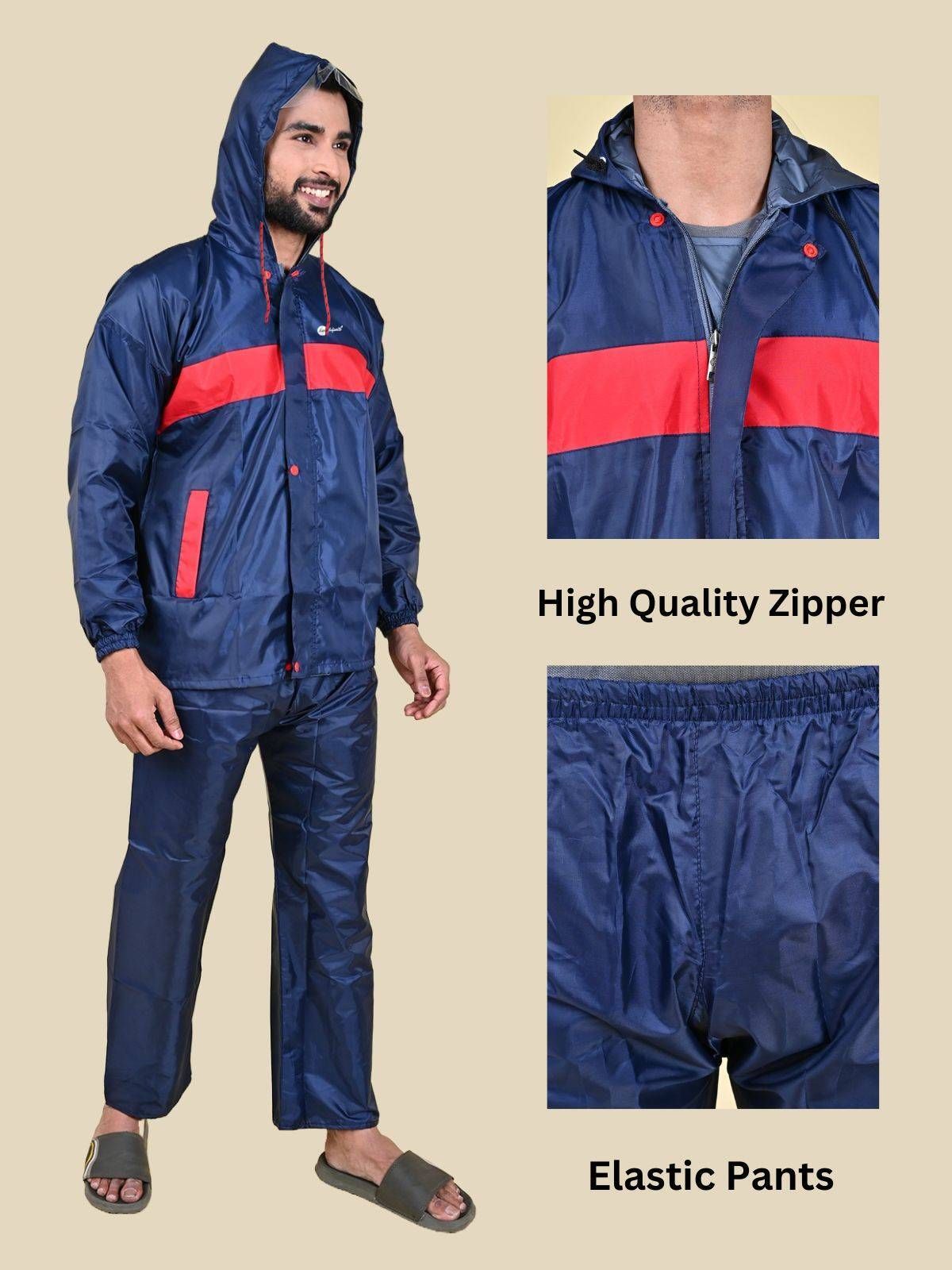 Mars Infiniti Solid Men and Women Rain Suit and Elastic Pant Set, Navy Blue, Pack of 1, Polyester Raincoat