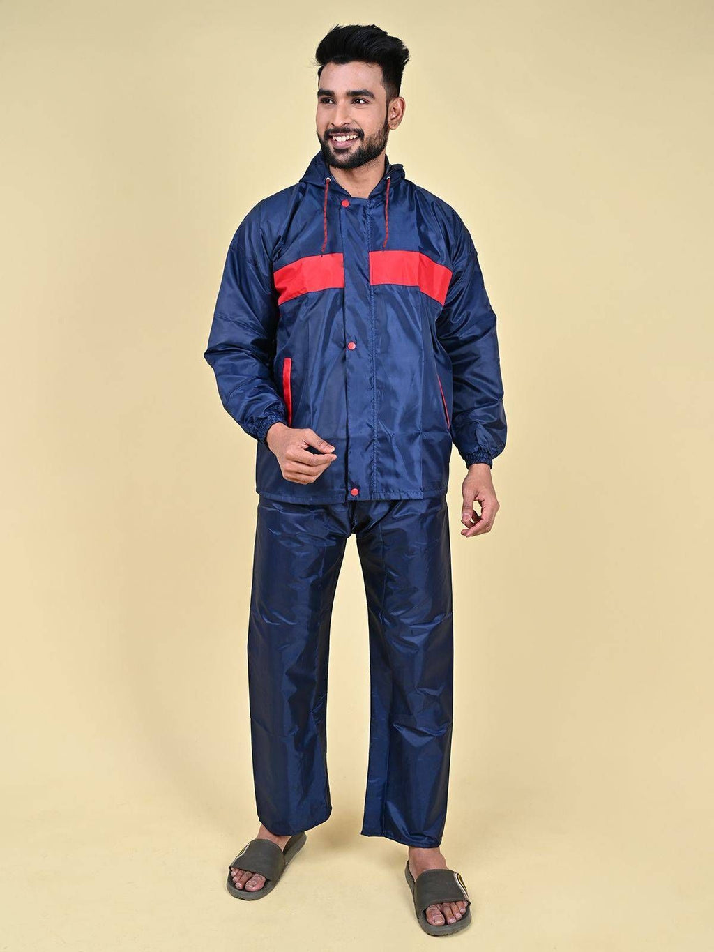 Mars Infiniti Solid Men and Women Rain Suit and Elastic Pant Set, Navy Blue, Pack of 1, Polyester Raincoat