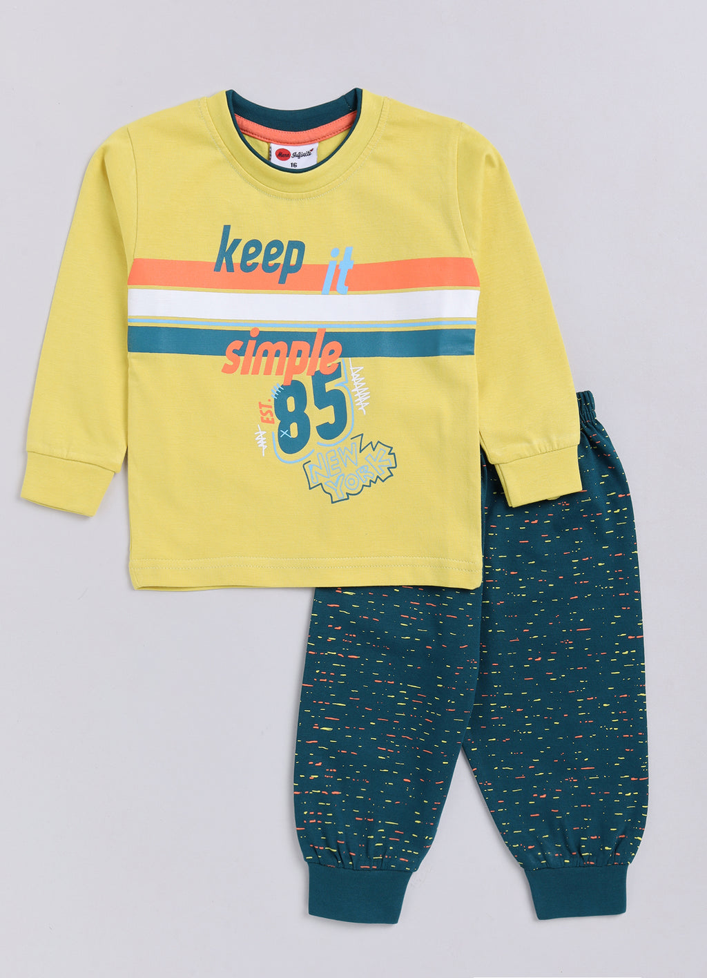 Mars Infiniti Boys Casual T-shirt Track Pants (Yellow)